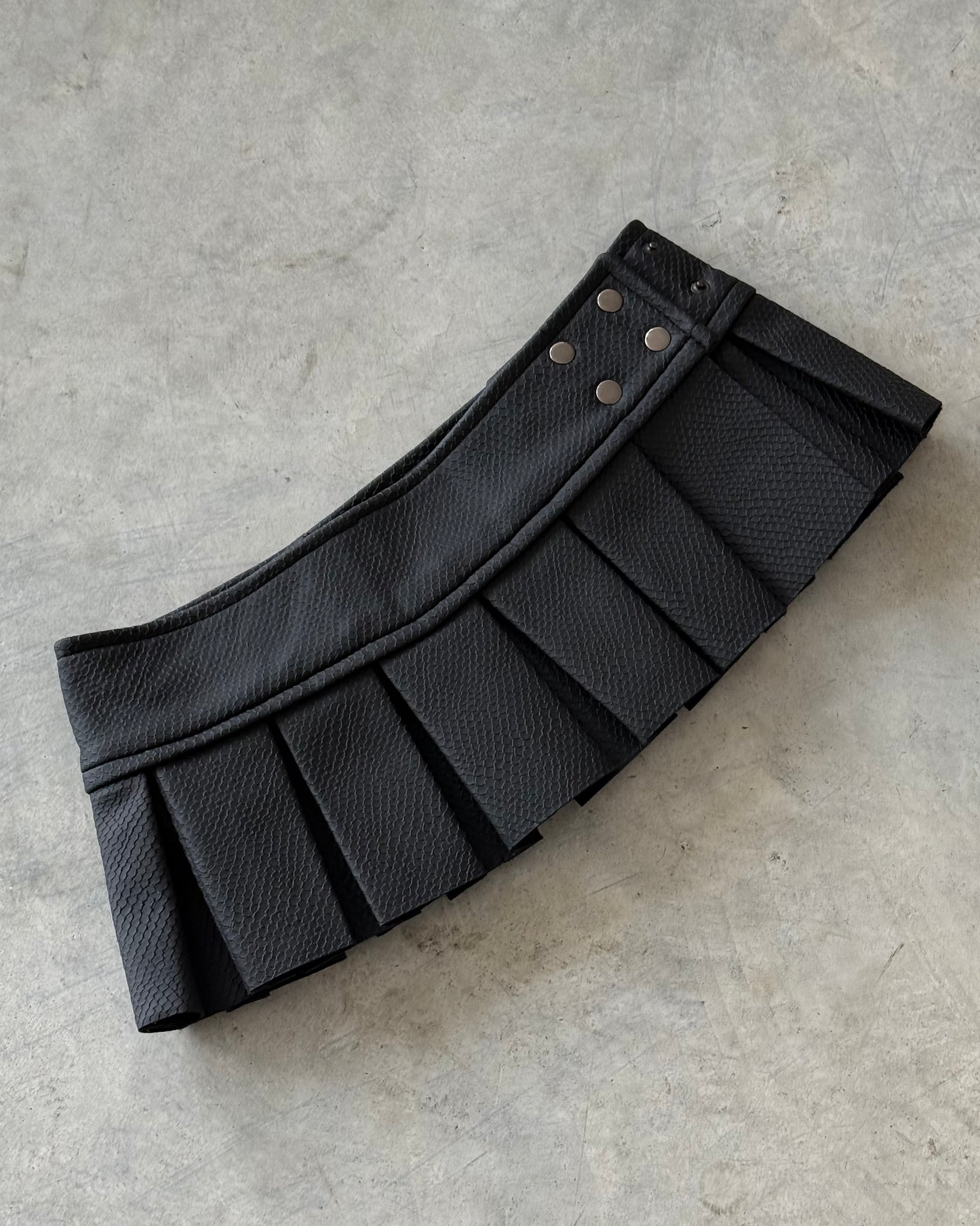 Snakeskin Pleat Mini Skirt